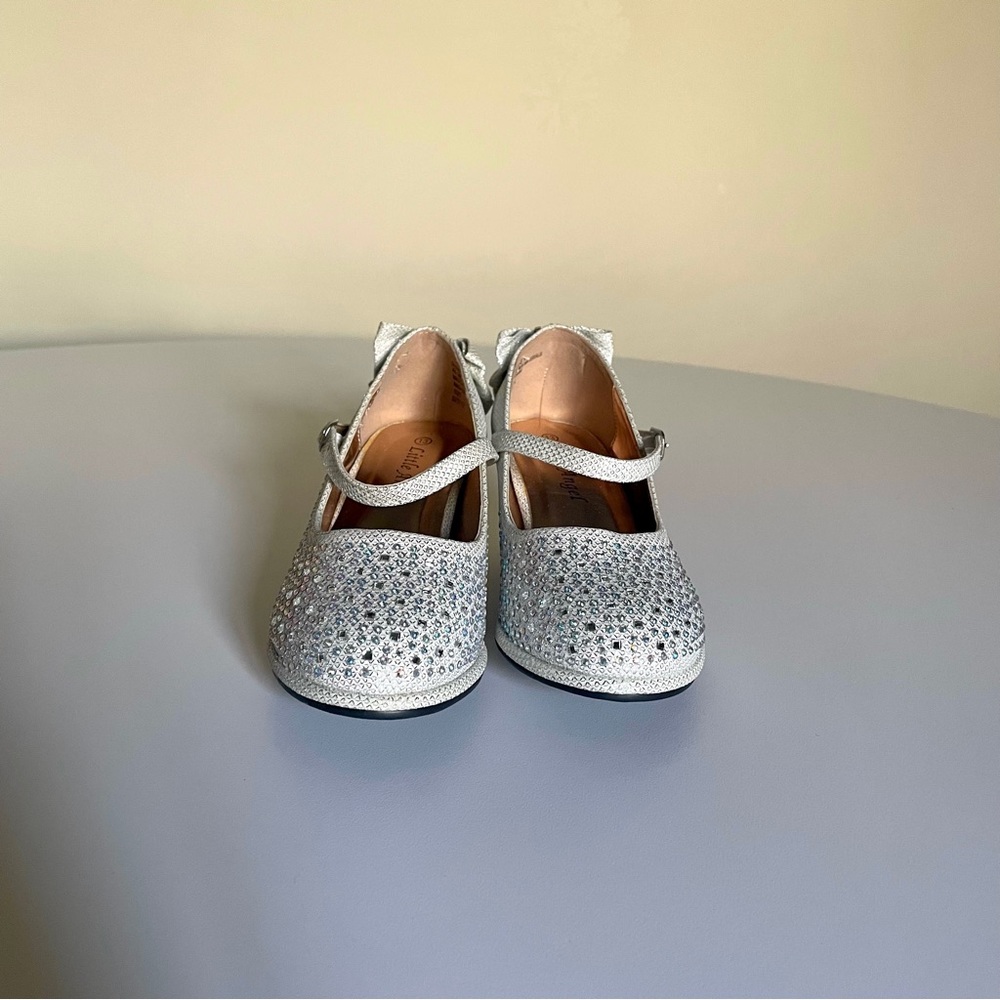 Little Angel Little Girl’s White Sparkly Heels | Size 13